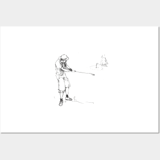 golf player sketch Posters and Art